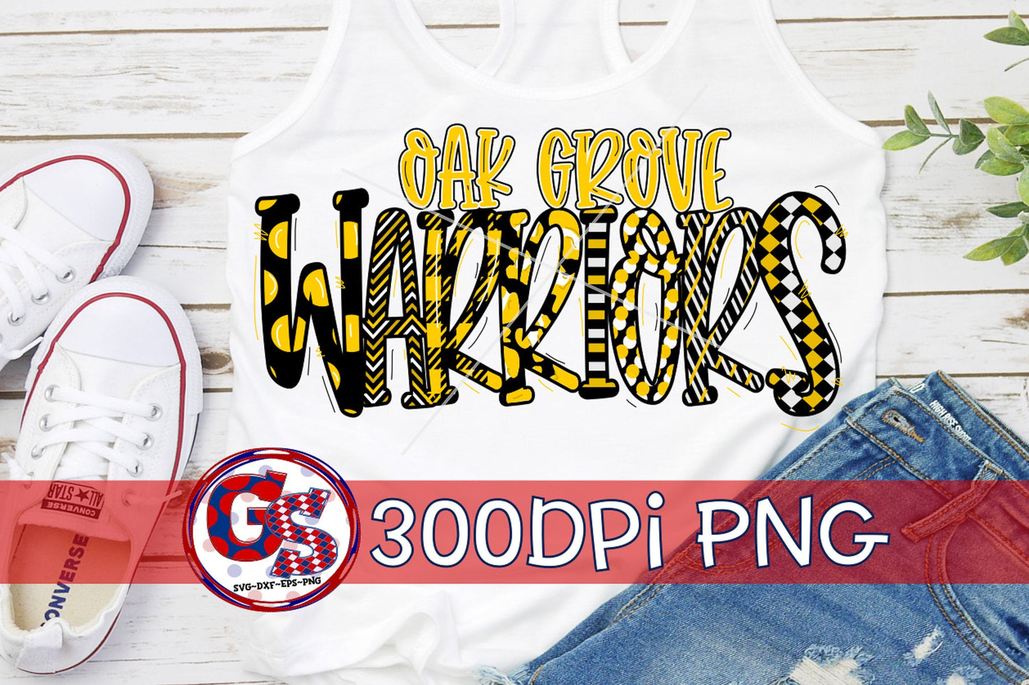 Oak Grove Warriors Word Art PNG for Sublimation