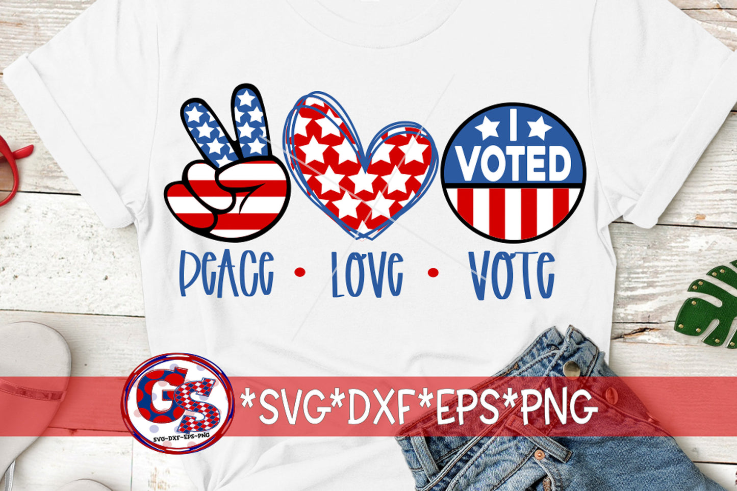 Peace Love Vote svg, eps, dxf, png. July 4th SvG | Election Day DxF | Vote SvG  | America SvG | I Voted SvG | Instant Download Cut Files