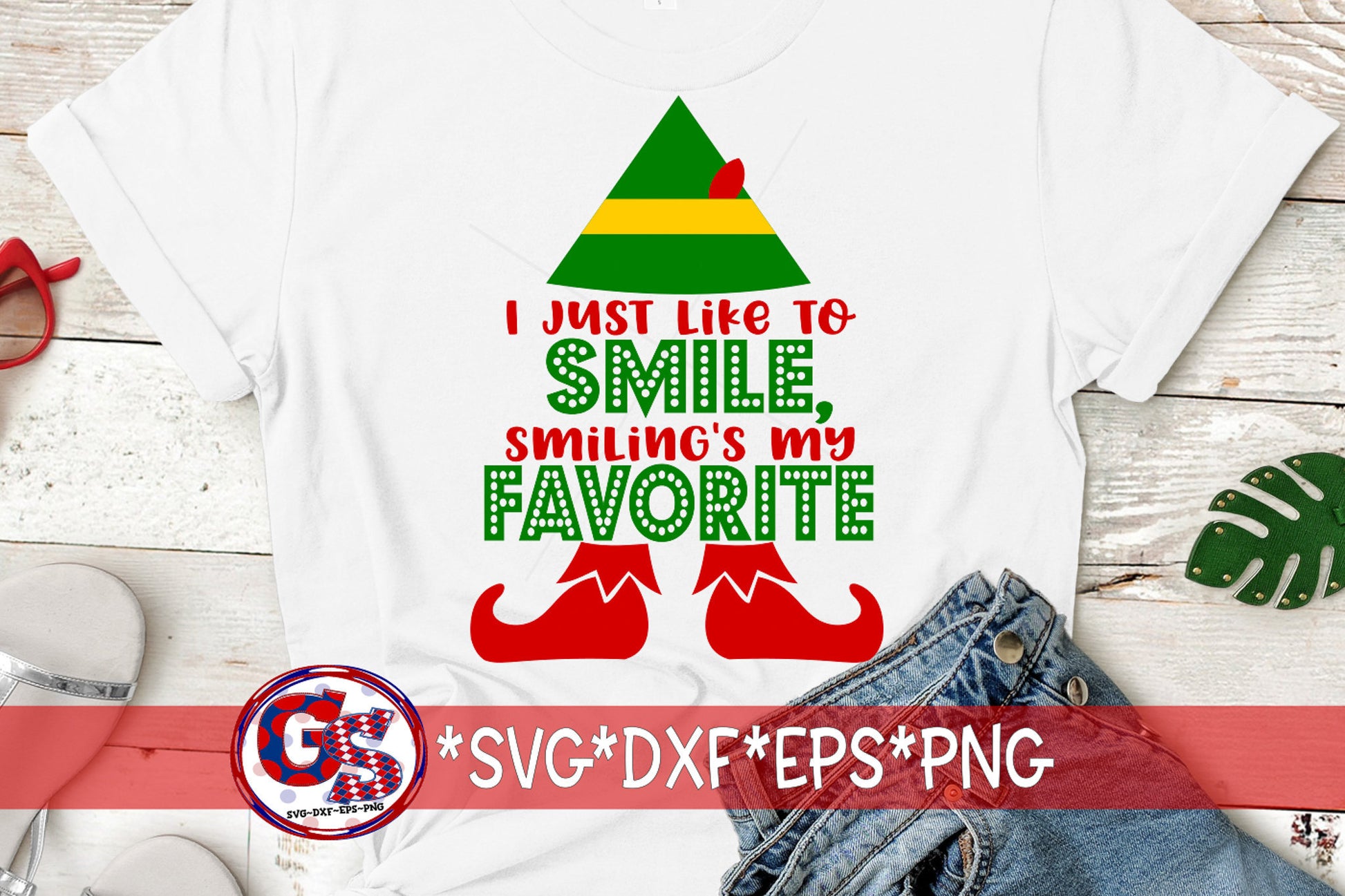 Christmas SvG | I Just Like To Smile, Smiling&#39;s My Favorite svg, dxf, eps, png. Elf SvG | Elf DxF | Christmas | Instant Download Cut Files.