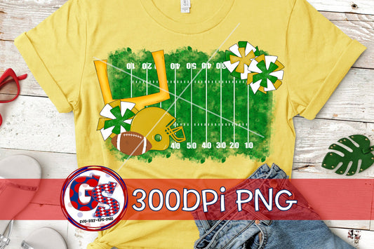 Football Field Pom Poms Green and Gold PNG for Sublimation