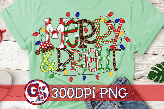 Merry and Bright PNG for Sublimation
