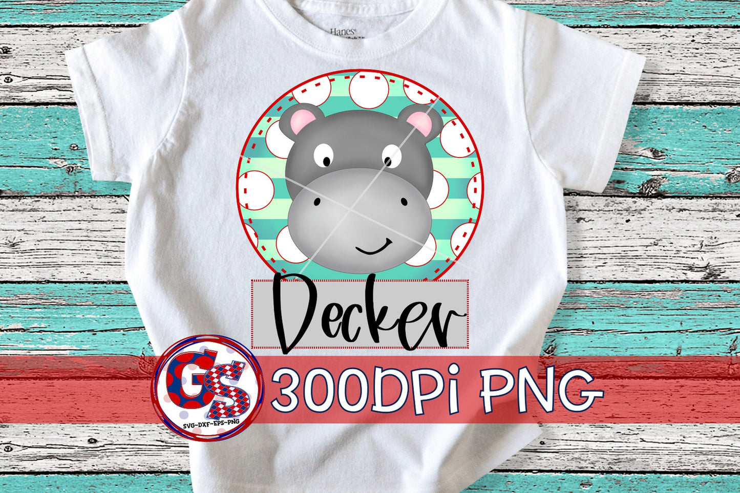 Hippo Circle with Name Boxes PNG for Sublimation