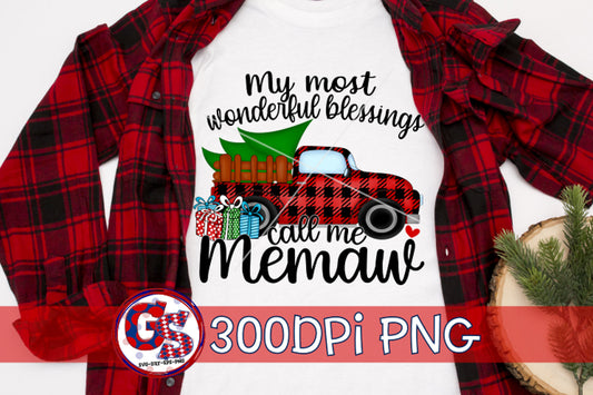 My Most Wonderful Blessings Call Me Memaw PNG Sublimation