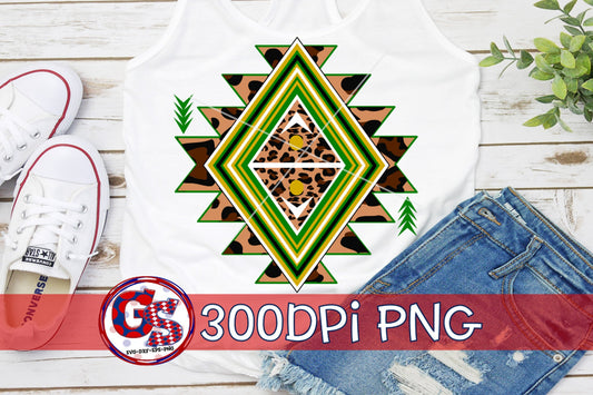 Aztec Green and Gold PNG for Sublimation