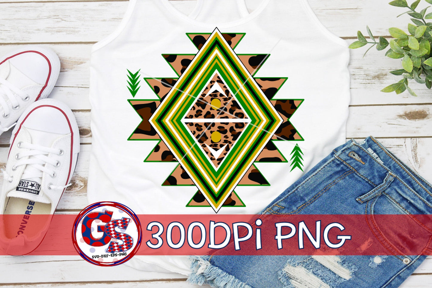 Aztec Green and Gold PNG for Sublimation