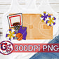 Basketball Pom Poms Purple Gold PNG for Sublimation