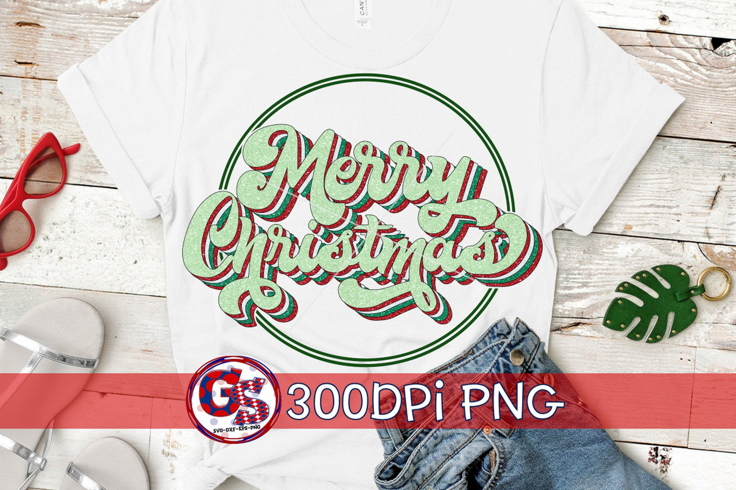 Retro Merry Christmas PNG for Sublimation