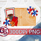 Basketball Pom Poms Royal Blue and Red PNG for Sublimation