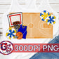 Basketball Court Pom Poms Royal Blue Yellow PNG for Sublimation