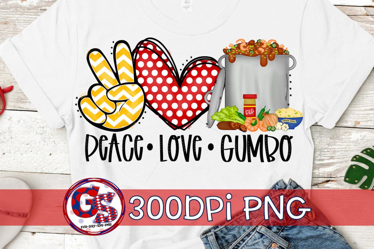 Peace Love Gumbo PNG Sublimation