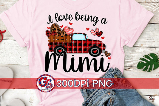 I Love Being A Mimi Antique Truck Valentine's Day PNG for Sublimation