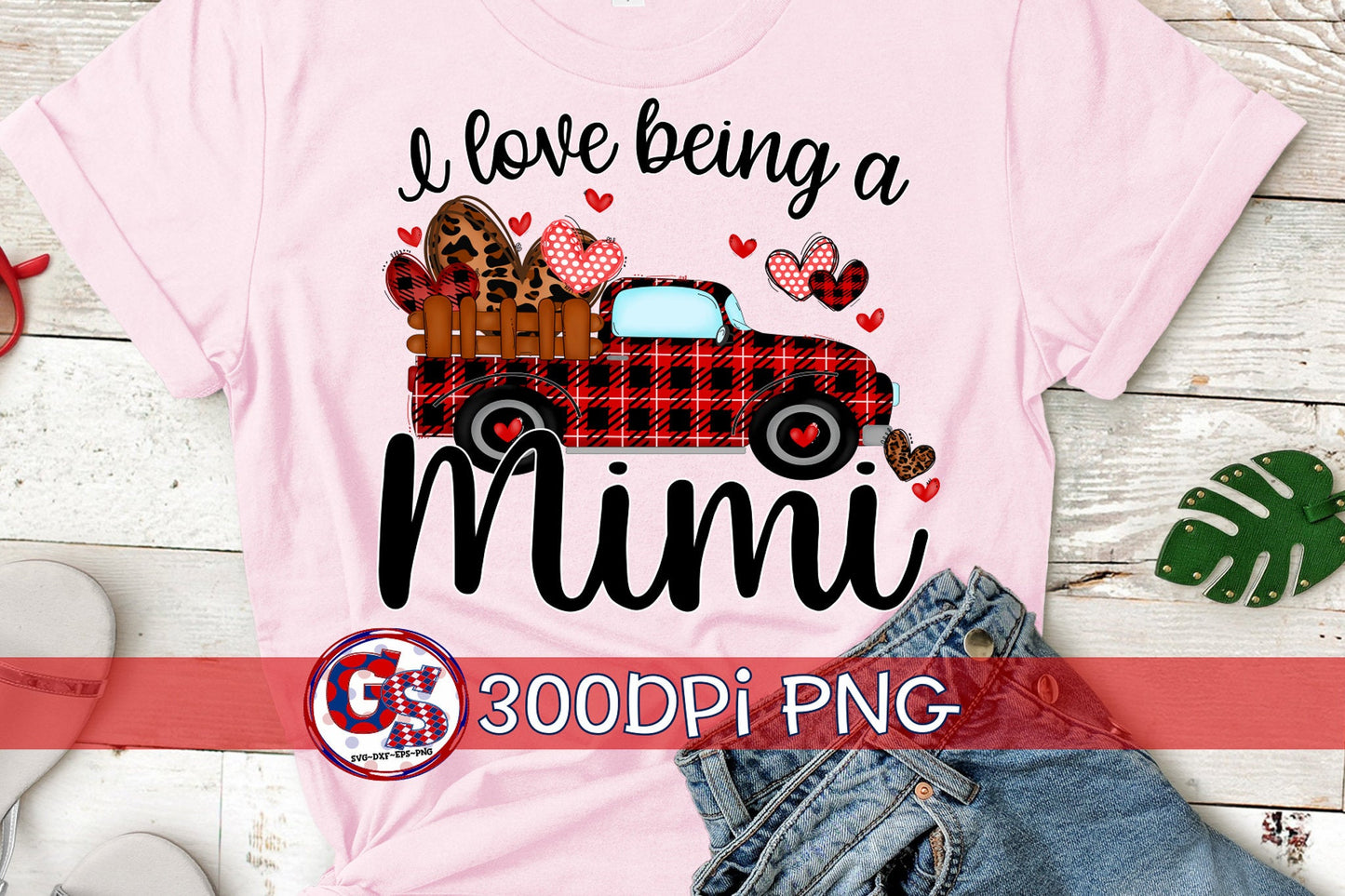 I Love Being A Mimi Antique Truck Valentine's Day PNG for Sublimation