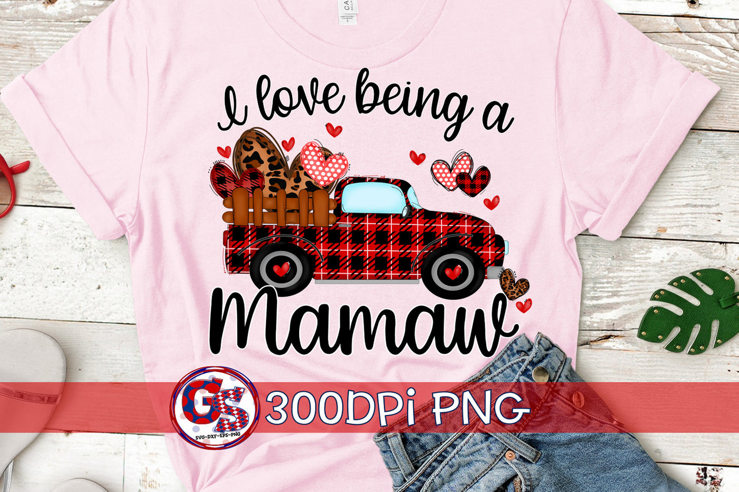 I Love Being A Mamaw Antique Truck Valentine's Day PNG for Sublimation