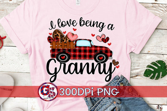 I Love Being A Granny Antique Truck Valentine's Day PNG for Sublimation