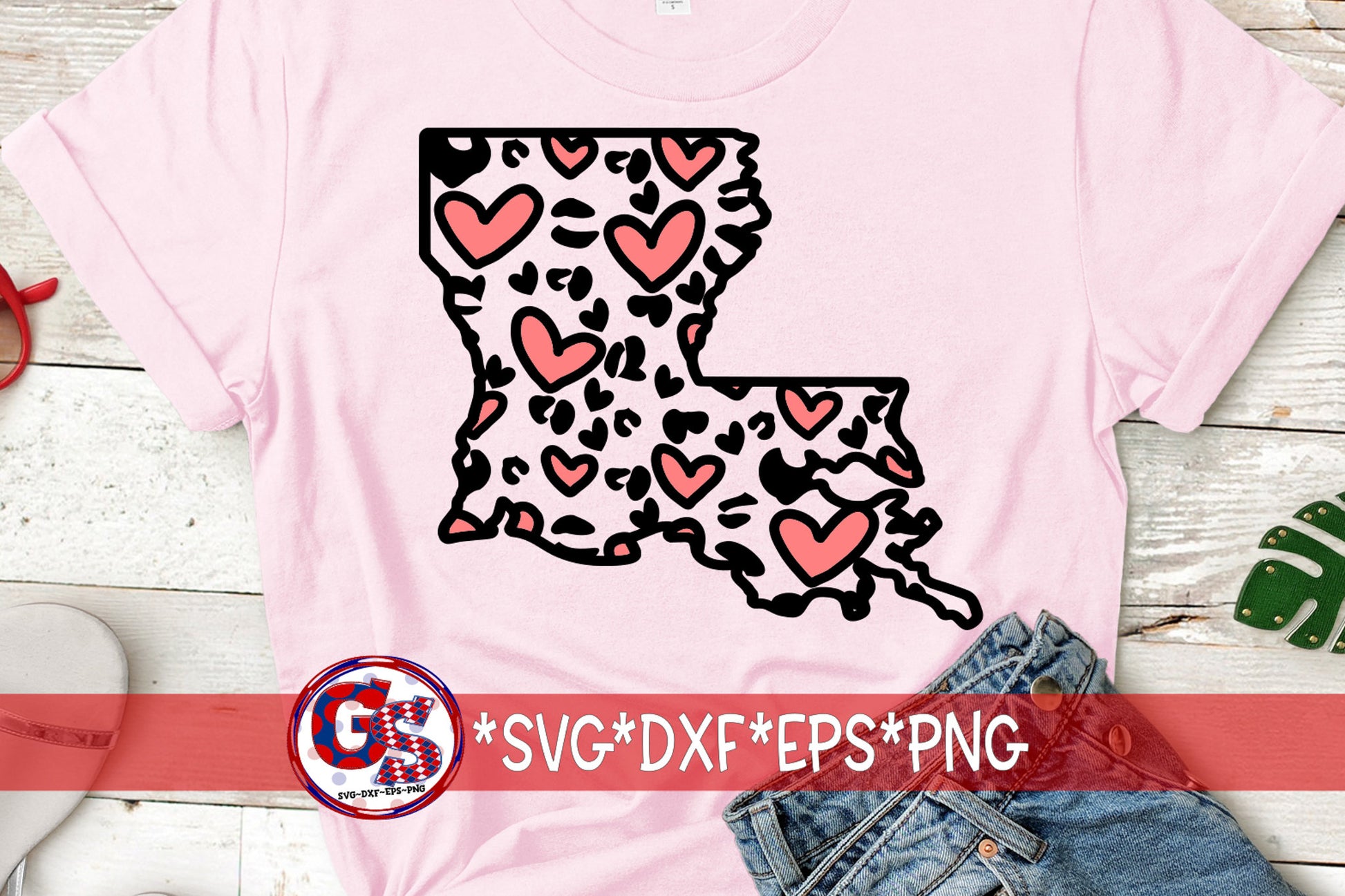 Heart Leopard Print Louisiana svg dxf eps png | Valentine&#39;s Day SvG | Heart SvG | Heart Louisiana SvG |Valentine&#39;s Day SvG |Instant Download