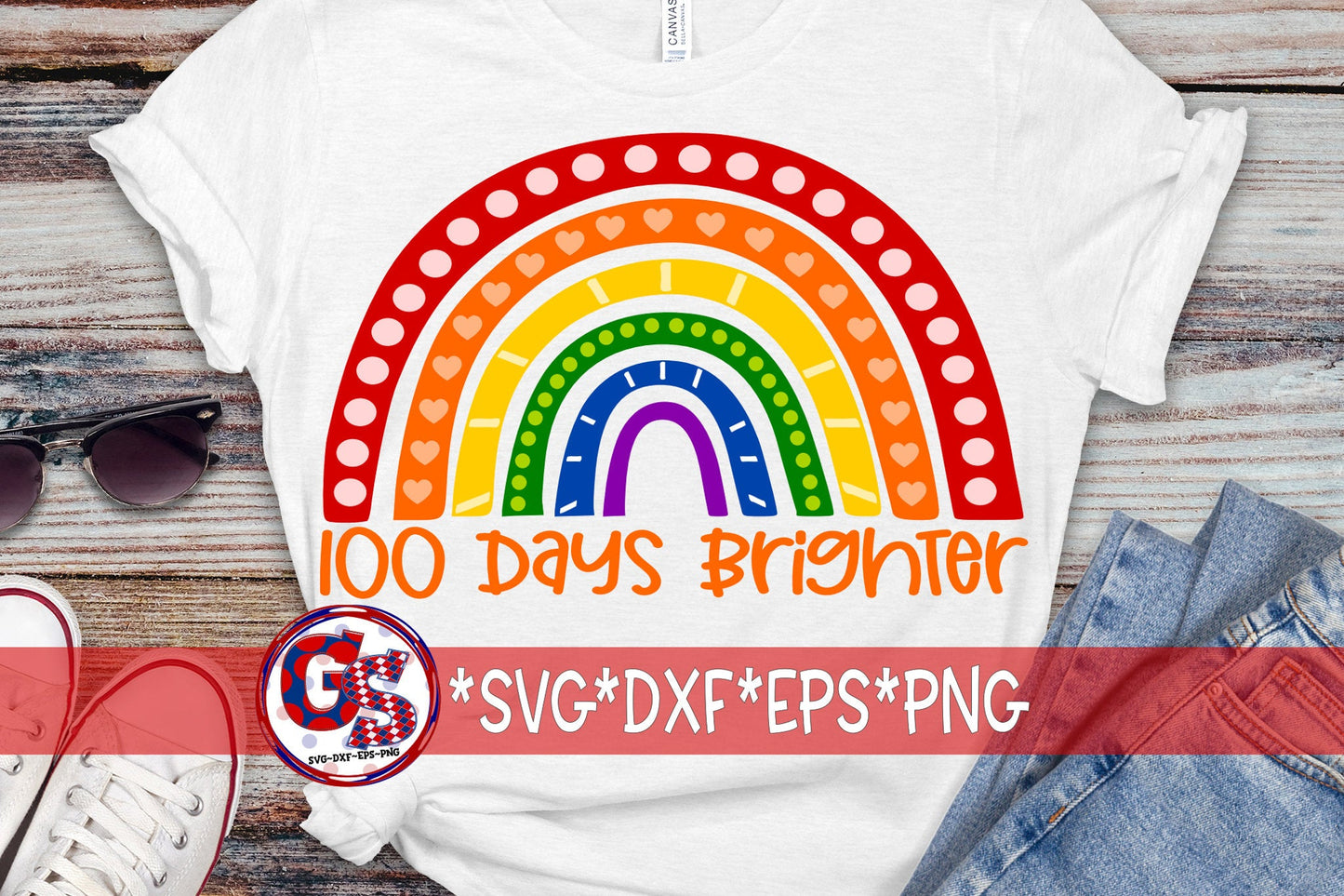 100 Days Brighter svg dxf eps png. 100 Days Of School SvG | 100 Days Rainbow SvG | School SvG | Rainbow SvG | Instant Download Cut Files