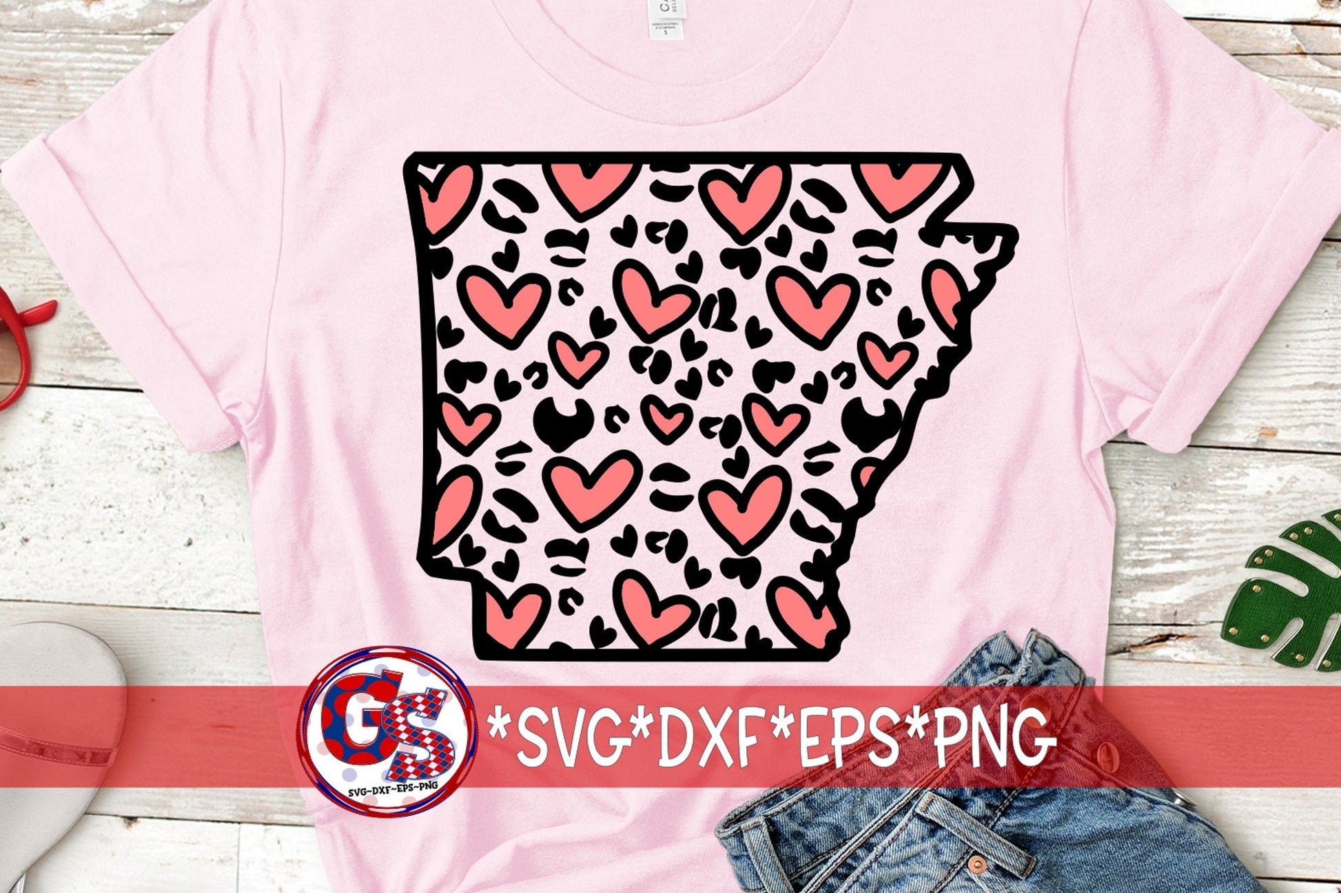 Heart Leopard Print Arkansas svg dxf eps png | Valentine&#39;s Day SvG | Heart SvG | Heart Arkansas SvG | Valentine&#39;s Day SvG | Instant Download
