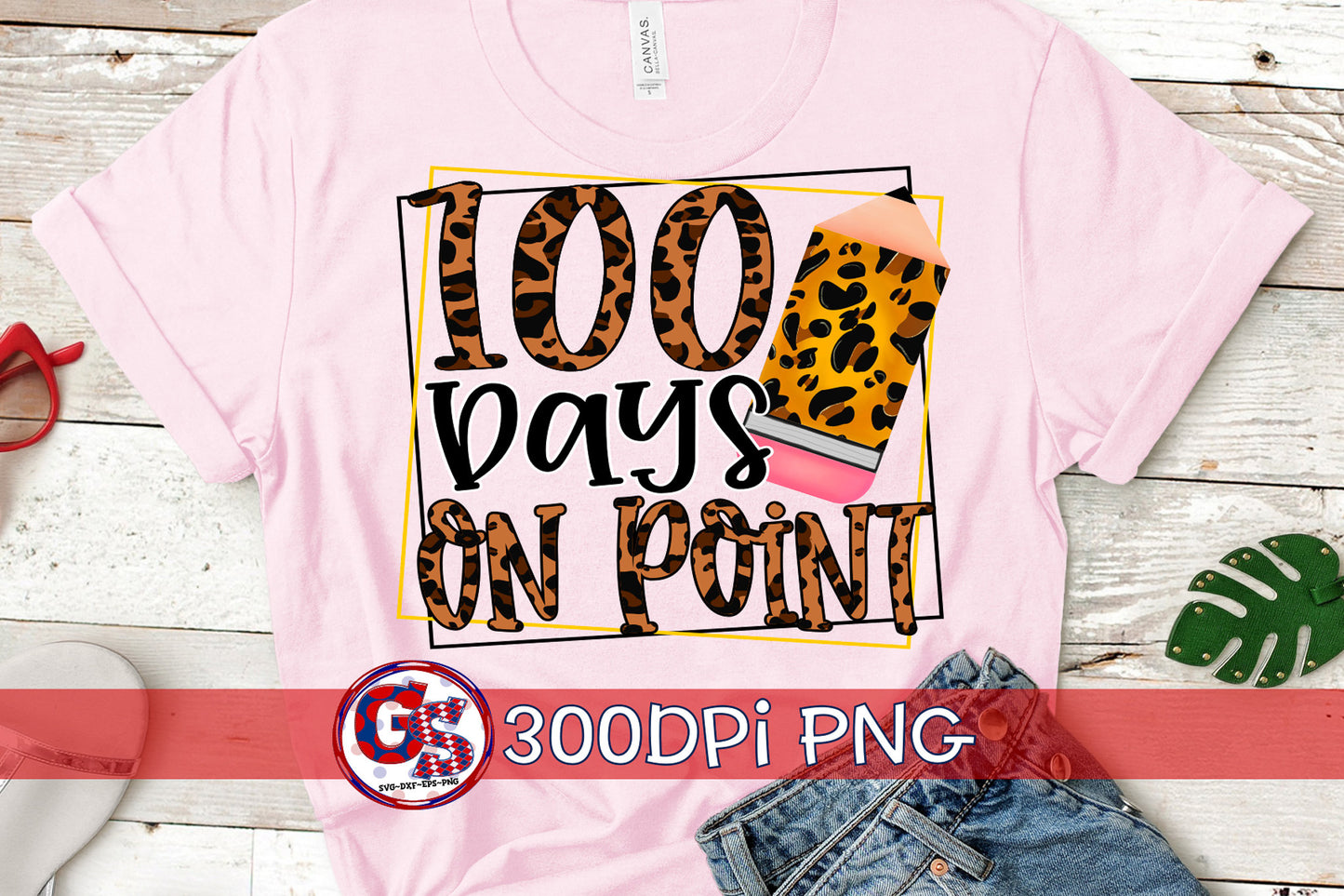 100 Days On Point PNG for Sublimation