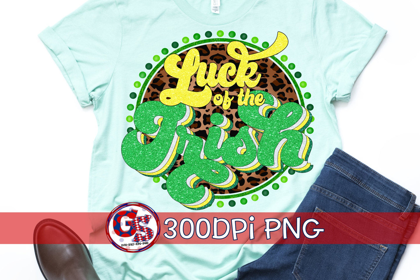 St. Patrick's Day Luck of the Irish Retro Leopard PNG for Sublimation