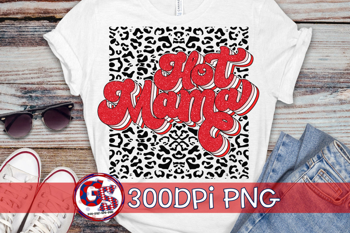Retro Hot Mama Leopard Print Mama PNG