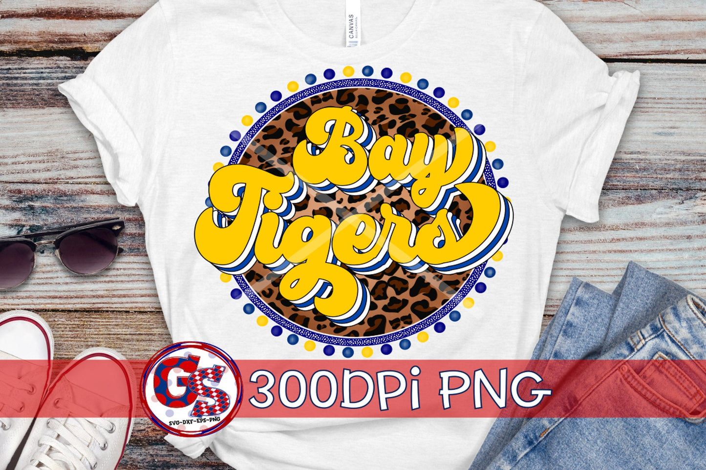 Bay Tigers Retro Medallion PNG for Sublimation