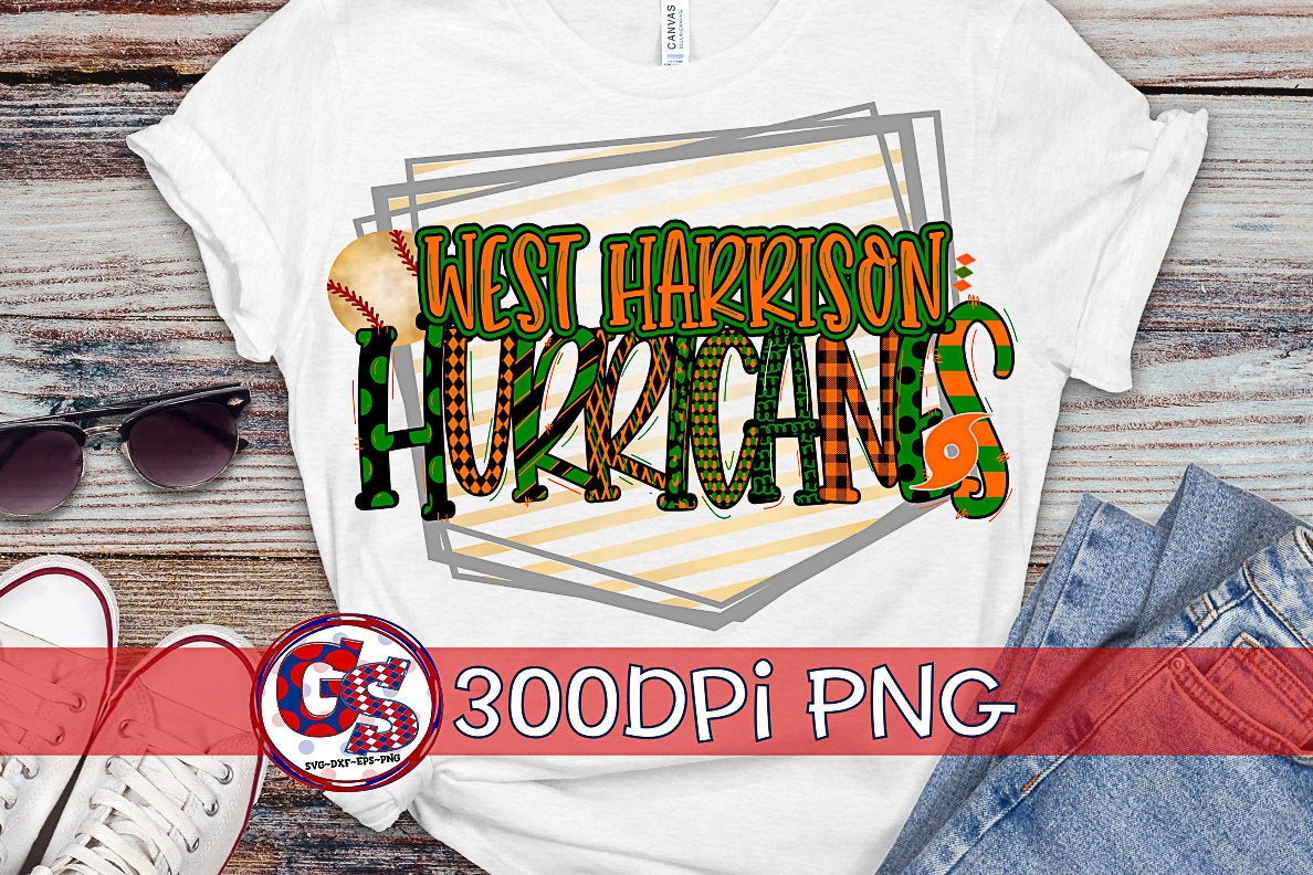 West Harrison Hurricanes Baseball PNG for Sublimation