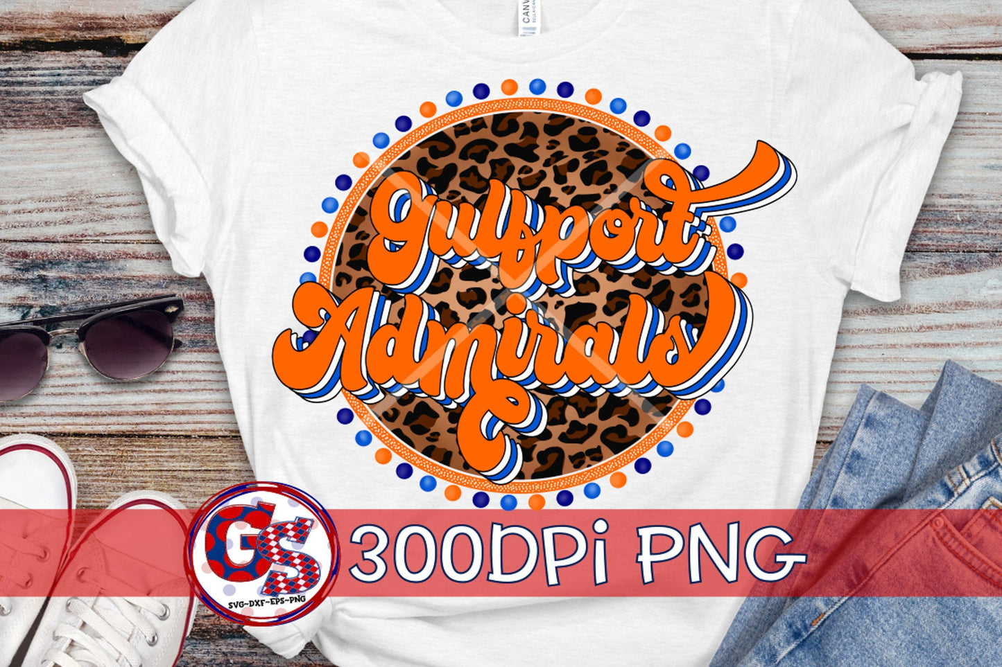 Gulfport Admirals Retro Medallion PNG for Sublimation |