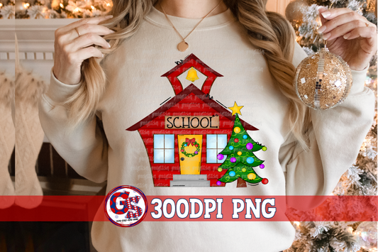 Christmas School House PNG for Sublimation