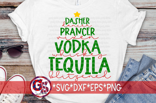 Dasher Dancer Prancer Vixen Vodka Whiskey Tequila Blitzened SVG DXF EPS PNG