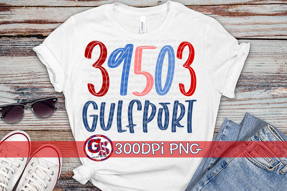 39503 Gulfport Zip Code PNG for Sublimation