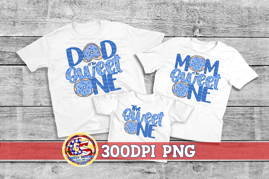 Sweet One Donut PNG Bundle - Blue