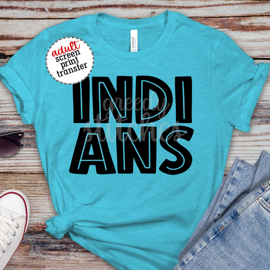 Indians ADULT Screen Print Transfer