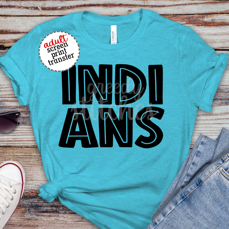 Indians ADULT Screen Print Transfer