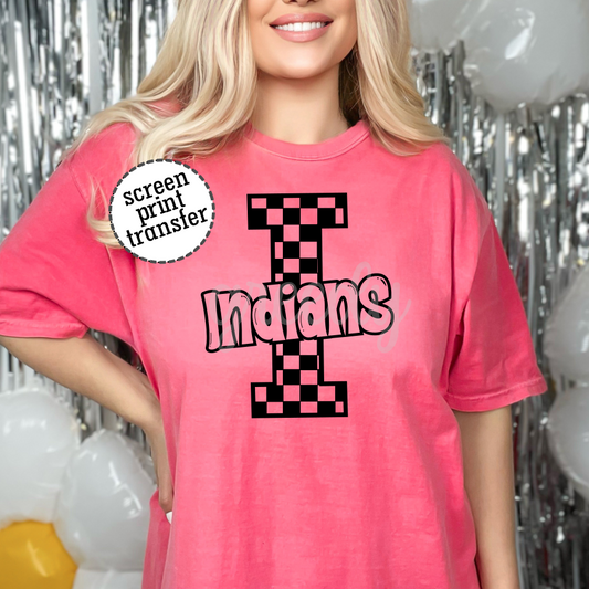 Indians Checker ADULT Screen Print Transfer