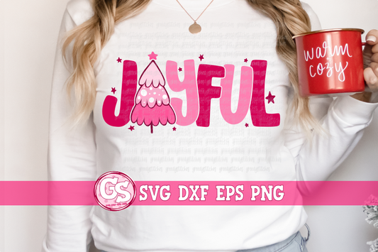 Joyful Pink Christmas Tree SVG DXF EPS PNG