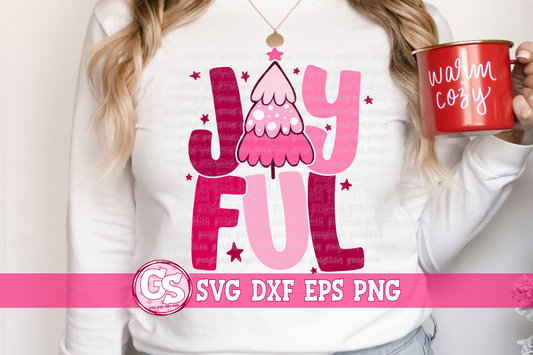 Joyful Pink Christmas Tree SVG DXF EPS PNG