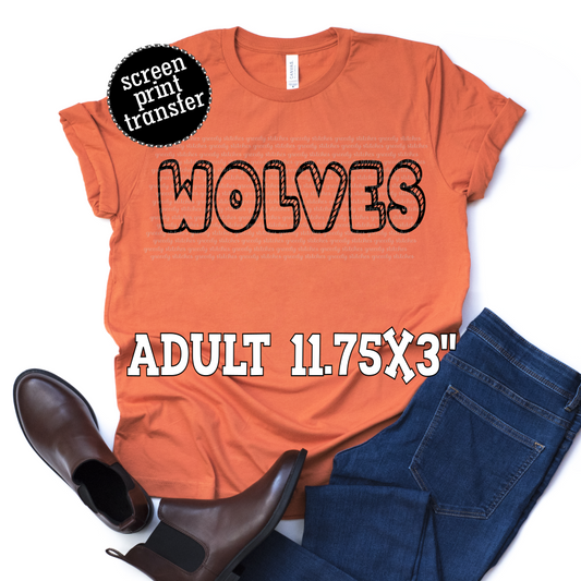 Wolves Bubble ADULT Screen Print Transfer
