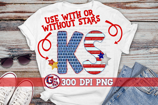 Patriotic Kansas KS PNG for Sublimation
