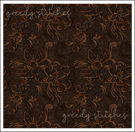 Dark Floral Leather Matte Adhesive Vinyl
