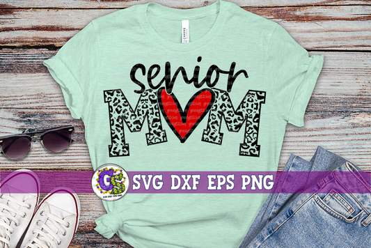 Leopard Senior Mom Heart SVG DXF EPS PNG