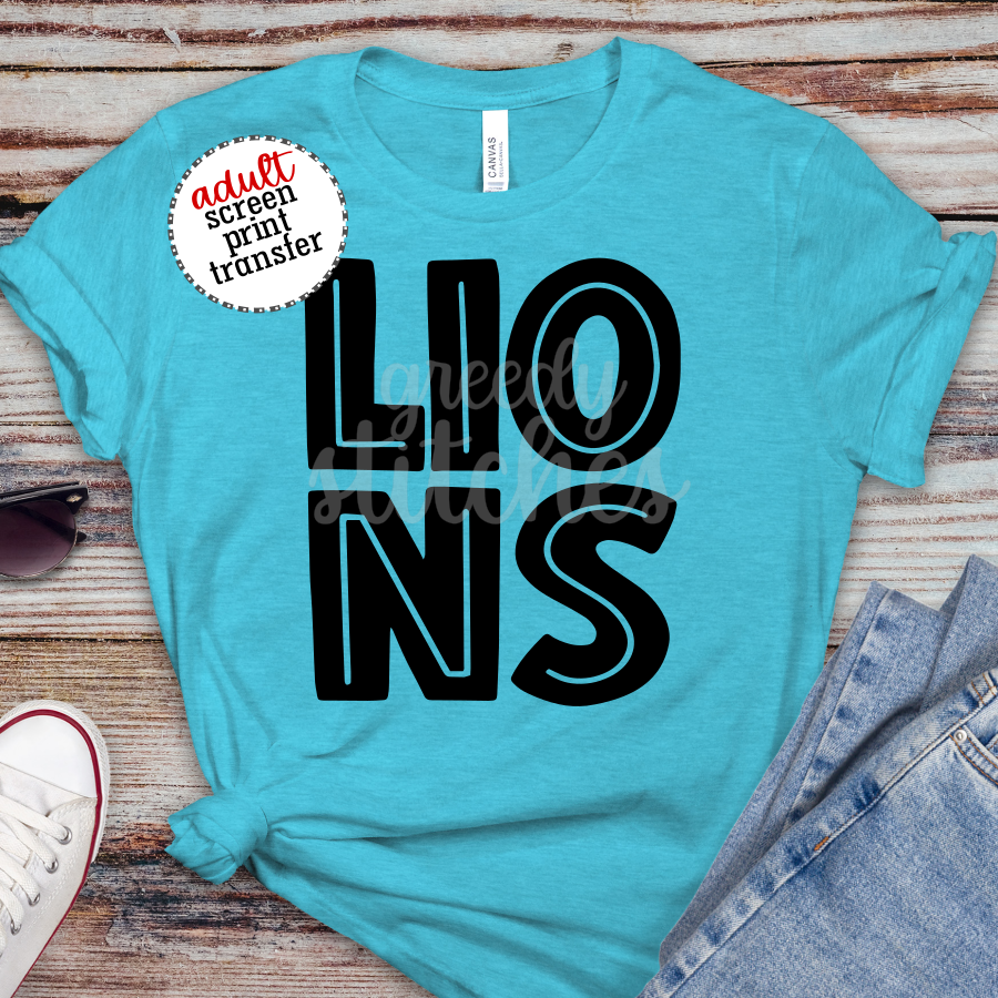 Lions ADULT Screen Print Transfer