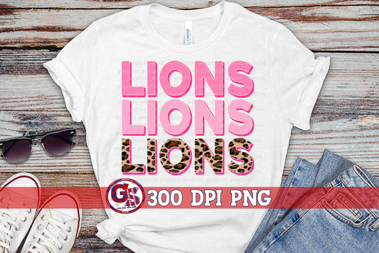 Lions Pink Leopard Breast Cancer PNG for Sublimation