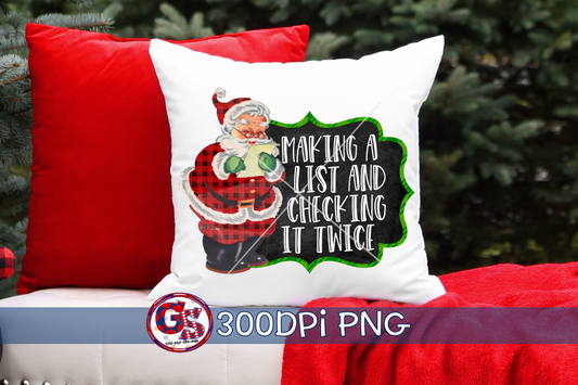 Making a List and Checking it Twice PNG for Sublimation