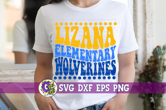 Lizana Elementary Wolverines Groovy Wave SVG DXF EPS PNG
