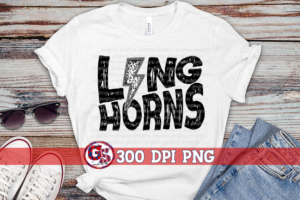 Longhorns Grunge Lightning Bolt PNG for Sublimation