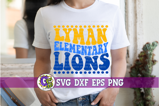 Lyman Elementary Lions Groovy Wave SVG DXF EPS PNG