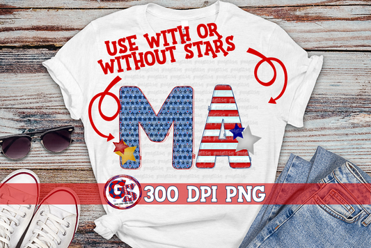 Patriotic Massachusetts MA PNG for Sublimation