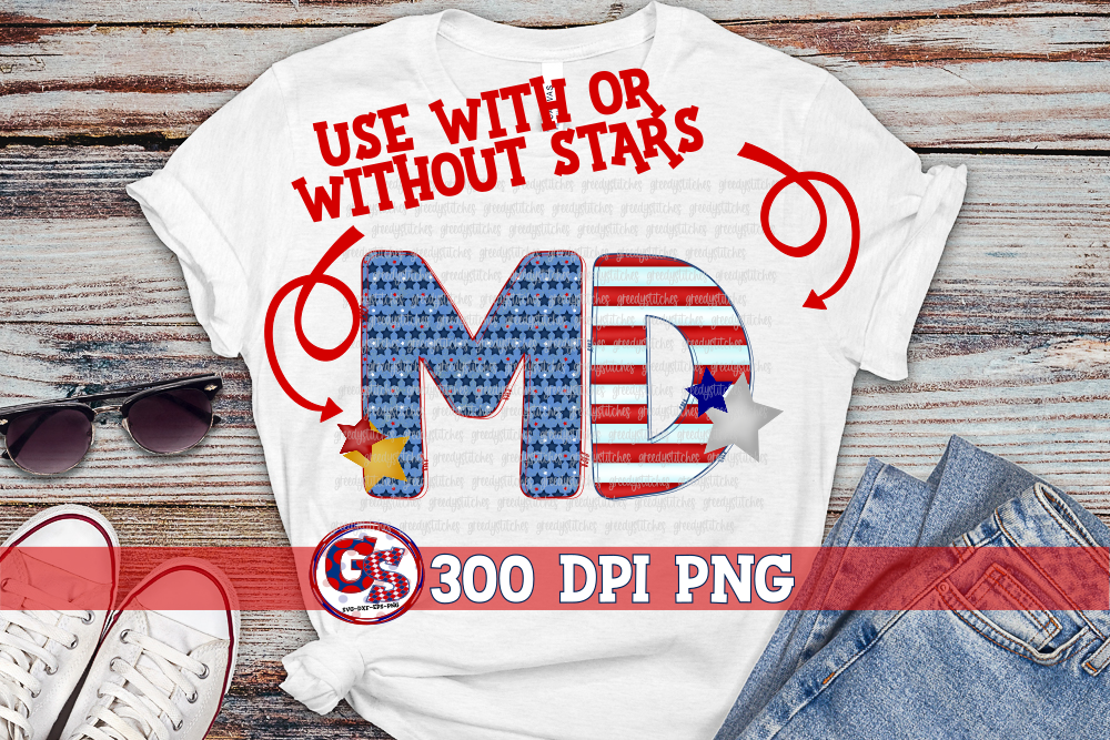Patriotic Maryland MD PNG for Sublimation