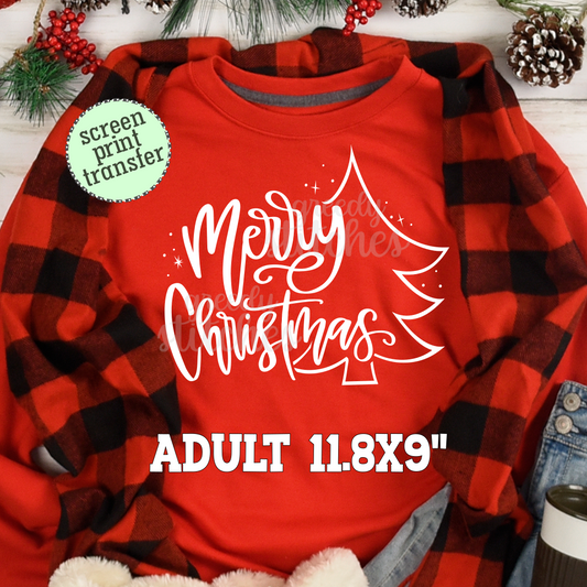 Merry Christmas Tree ADULT Screen Print Transfer
