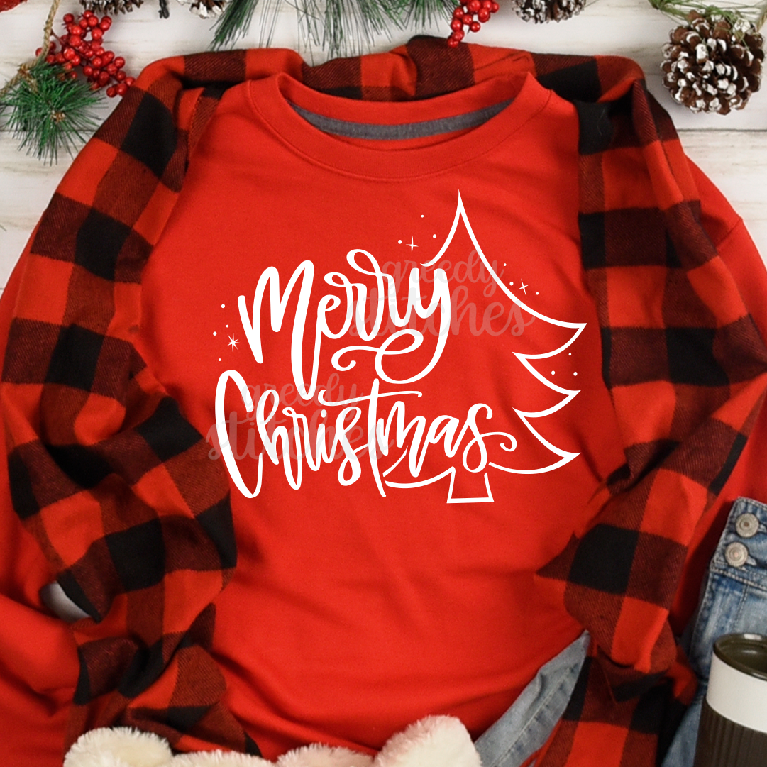 Merry Christmas Tree ADULT Screen Print Transfer